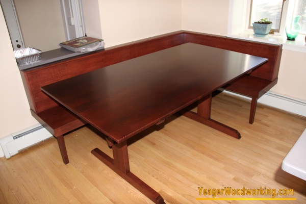 built in dining bench with trestle table